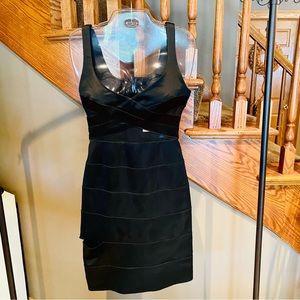 Bebe Satin Mesh Sweatheart Mini Dress | M